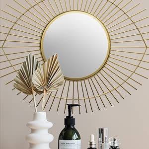 Kusso Gold Metal Eye Shaped Wall Mirror for Bathrooms Bedrooms Living Rooms or Hallways