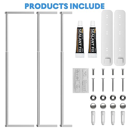 Otoomenz Towel Rail Wall Mounted 3-Tier Bath Towel Rack, 2 Installation Methods Adjustable 35.5-70cm Towel Holder, SUS 304 Stainless Steel Towel