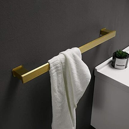 XHALERY Towel Rack,Self-Adhesive or Screw Fixing,Space Aluminum Brushed Golden Towel Rack,Polished Surface Treatment,Household Wall-Mounted Bathr