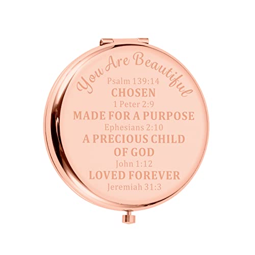 Inspirational Christian Gifts Mirror for Women Girls Bible Verse Compact Makeup Mirror for Female Friends Birthday Christmas Stocking Stuffers fo