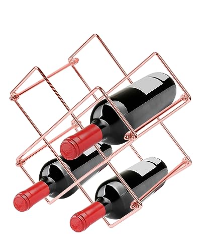 Tycoonest Countertop Wine Rack - 6 Bottle Wine Holder for Wine Storage, Freestanding Metal Tabletop Assembly Shelf for Home Kitchen Bar Cabinets