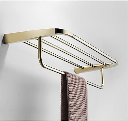 HIGOH Towel Racks,Bathroom Towel Rack Wall Mounted Towel Holder,Bath Hardware Solid Copper Towel Rack Shelf,Nail Punched Brushed Towel Holder