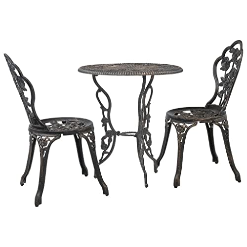 JYDQM 3 Piece Garden Patio Bistro Table and Chairs, Cast Aluminum Garden Dining Set for Outdoor Patio Yard Porch Balconyb (Color : D, Size : Tall