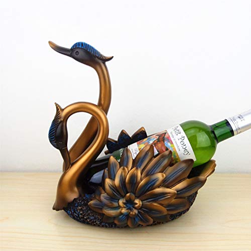 PIBM Stylish Simplicity Double Swan Wine Rack Bronze Continental Home Desktop Porch Bar Decorations Living Room Wine Cabinet Decoration Creative