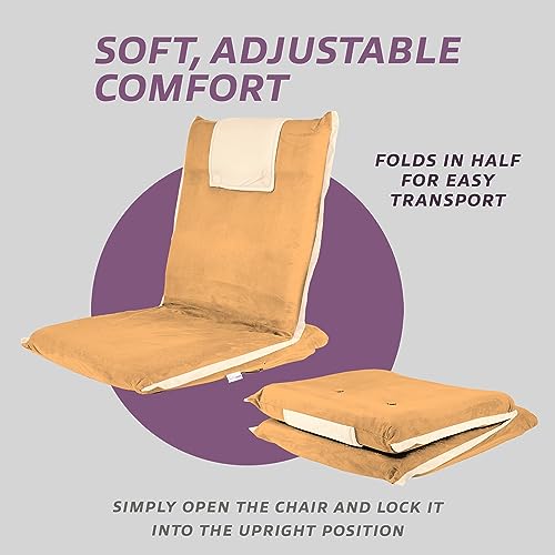 bonVIVO Floor Chair - Easy III Folding Meditation Chair w/Handle - Portable, Padded Floor Chair with Back Support for Camping & Gaming - Floor Se