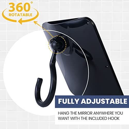 MIRRORVANA Fogless Shower Mirror for Shaving with Hook for Hanging and Anti Fog Shatterproof Surface - Fill Back Chamber/Reservoir with Hot Water