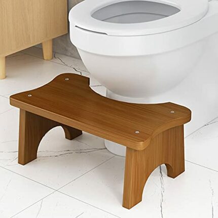 POHOVE Bamboo Toilet Stool Squatting Toilet Stool,Adult Bath Stool Sturdy and Comfortable Poop Stool Squat Toilet Stool for Adults and Children,7