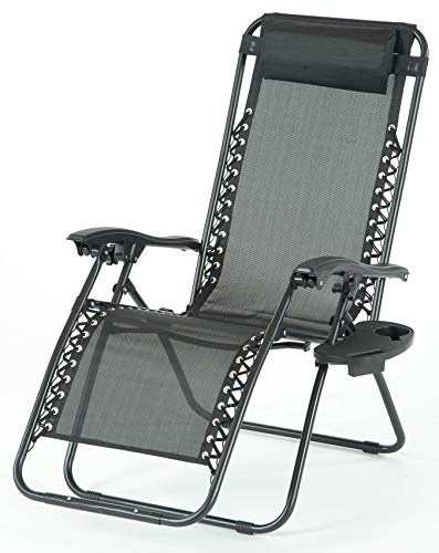 SunTime Outdoor Royale Black Gravity Garden Relaxer With Cup Holder