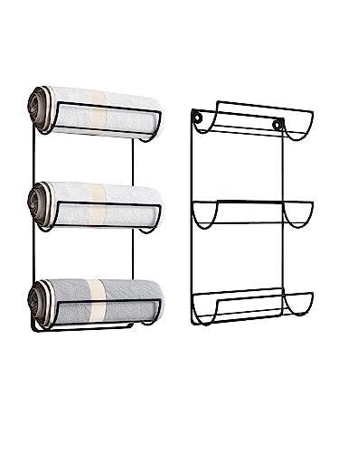JOIN IRON Wall Towel Rack for Rolled Towels, Bathroom Towel Storage, Metal Bath Towel Holder for Folded Large Towel Washcloths