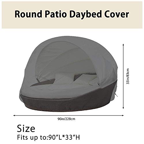 Patio Rattan Daybed Cover 210D Oxford Waterproof Round Rattan Daybed Cover Rattan Garden Furniture Cover for Rattan Day Bed Sofa (228x83cm) (Blac
