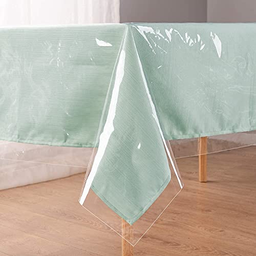 Newthinking PVC Table Cloth, Wipe Clean Plastic Tablecloth PVC Waterproof, 140x140cm Square Wipeable Table Cloth Protector for Kitchen Picnic Out