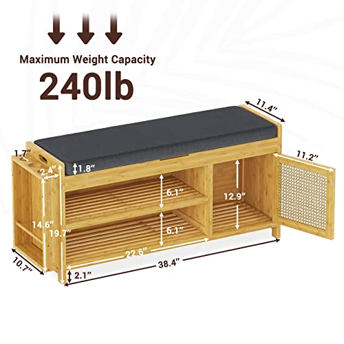 FORABAMB Shoe Bench, Shoe Storage Bench with Padded Cushion, Entryway Bench with Flip-Open Storage Box, Multifunctional Shoe Organizer Shelf with