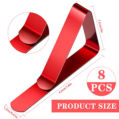Table Cloth Clips Red Tablecloth Cover Clamp Table Cover Clamps Holder Adjustable Metal Clip for Picnics Parties Weddings Dinners 8PCS