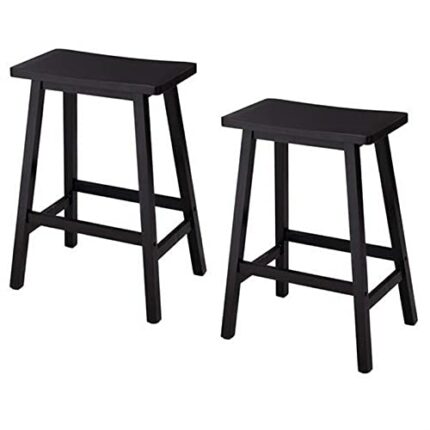 WALNUT 2pcs Pine Wood Saddle Seat Bar Stool Spa Tattoo Massage Salon Furniture