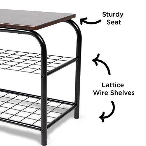 Milliard Coat Rack, Cloakroom Hallway Cabinet with 2 Tier Shoe Rack - Organized Storage for Coats, Clothes, Bags (Metal, Industrial Style)