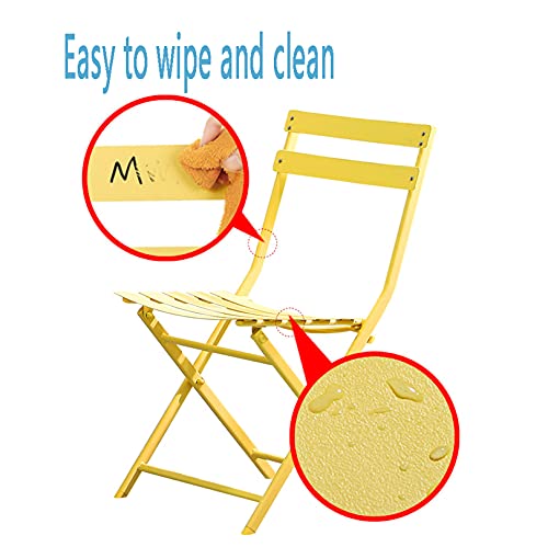 Sijux Indoor/Outdoor 3Pc Metal Folding Set, Foldable Table And Chairs, Thicken 2 Chairs And 1 Table Cafe Garden Dining Set Folding Outdoor Tables