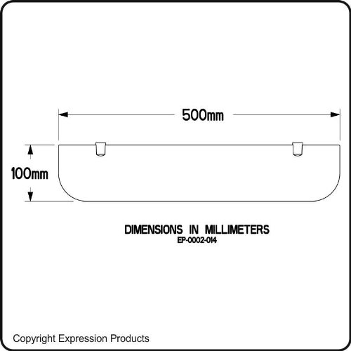 Expression Products Straight Acrylic Safety Shelf 500mm x100mm, Bathroom, Bedroom, Office, Free Trolley Token Material Sample Included per Shipme