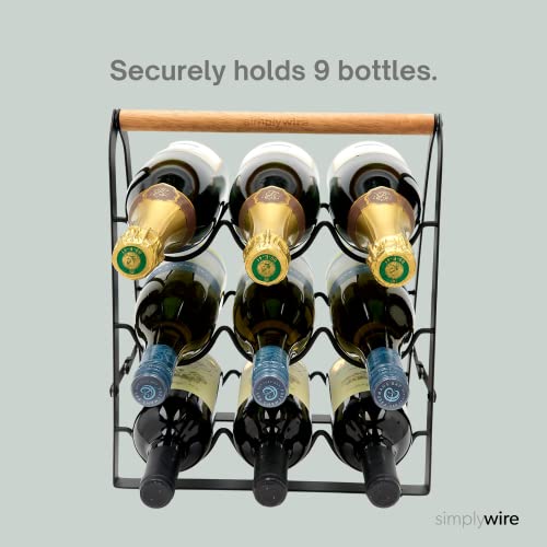simplywire - Collapsible Wine Rack – 9 Unit Bottle Holder – Black