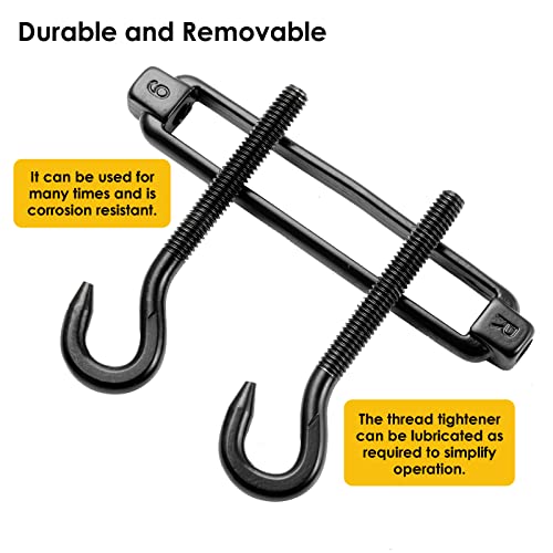 Sun Shade Sail Hardware Kit M6 Black for Garden Triangle, Awning Attachment Set, Heavy Duty Sun Shade Sail Fixing Kit