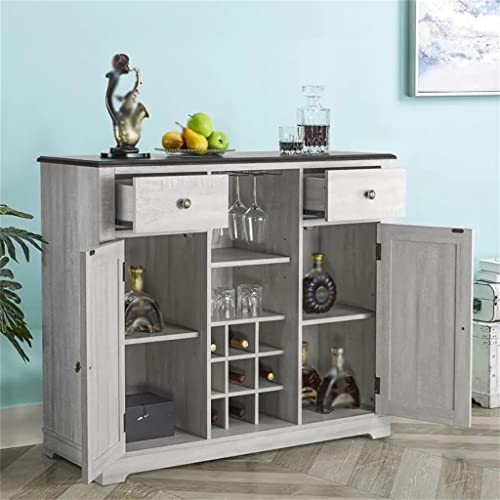 DSHGDJF Kitchen Sideboard With X-Shaped Sliding Doors And Storage Shelves Wine Cooler Wooden Storage Buffet For Kitchen