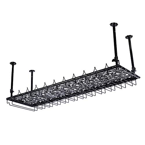 PIBM Restaurant Wine Rack Suspension Ceiling Goblet Holder Bar Fashion Creative Wine Glass Rack European Style Wine Bottle Rack J1024, Black , L8