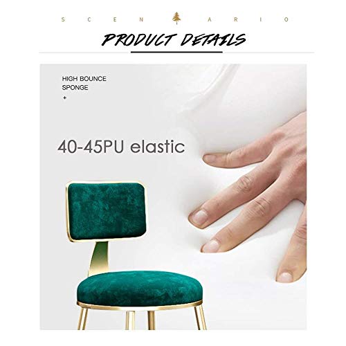 AANAN Stools,Stool,Bar Stool Dinner Chairs Upholstered Barstool with Gold Iron Legs Footrest and Back for Breakfast Bar, Pub, Counter, Kitchen an
