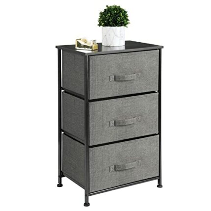 mDesign Wardrobe Organiser Made of Fabric - Cabinet Organiser with 3 Drawers - Storage System for Bedroom, Children's Room - Charcoal