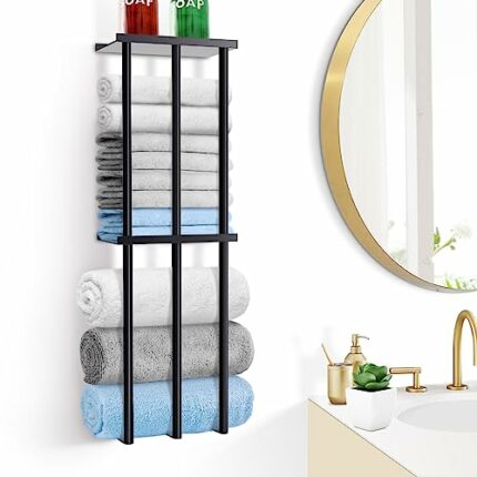 Towel Storage for Bathroom Wall,TooTaci Towel Storage for Small Bathroom,3 Bar Wall Towel Rack for Rolled Towels,Towel Holder Rack for Bathroom w