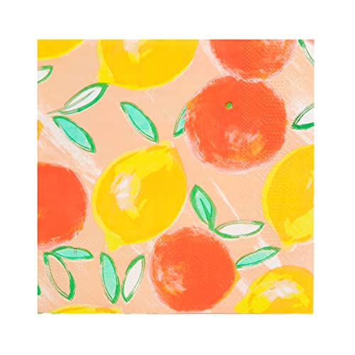 Recyclable Paper Table Cover |Summer Themed Disposable Tropical Tablecloth, Tableware Decorations Lemon & Orange Citrus Design, Alfresco Dining,