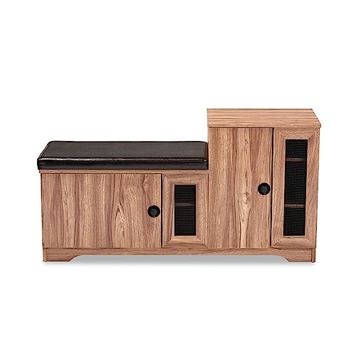 MJWDP Foyer Hallway Shoe Cabinet Upholstered 2-Door Wood Shoe Storage Bench with Cabinet Shoe Rack Home Furniture