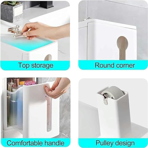 Freestanding Utility Storage Pantry Cabinet Cupboard for Small Spaces, (W) 6in Skinny Bathroom Storage Cabinet with Plastic Storage Drawers for L