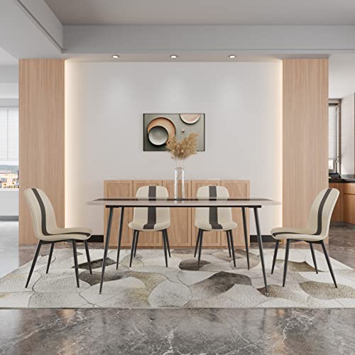 Mondeer Dining Chairs Set of 4, Fabric Upholstered Seat with Metal Legs, Modern Stitching Design for Dining Room Living Room Kitchen Reception Of