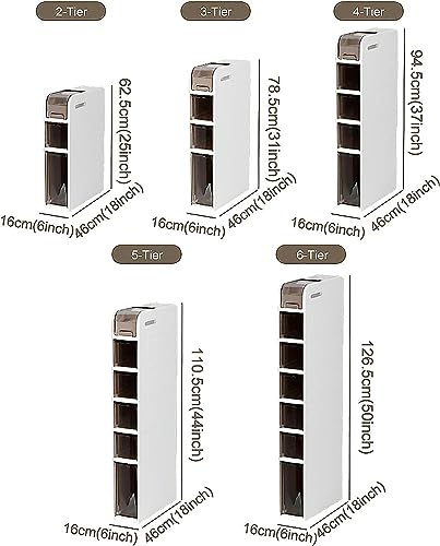 Narrow Bathroom Floor Cabinet, Slim Toilet Paper Storage Cabinet with Clear Drawers and Casters Plastic Storage Tower Organizer Unit for Washroom