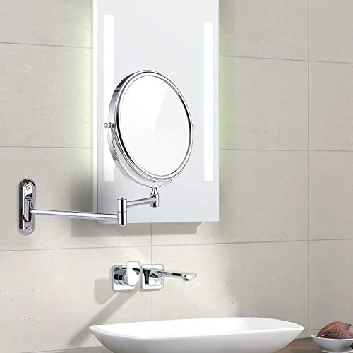 Dproptel 8 Inch Wall Mounted Shaving Mirror Extending Folding Double Side Cosmetic Make up 5xMagnification Bathroom Makeup Mirror