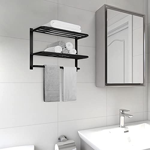 DEWVIE Bathroom Towel Rack with Tower Bars SUS 304 Stainless Steel Lavatory Bath Towel Shelf Wall Mount Towel Holder Polished Surface Finish, 22