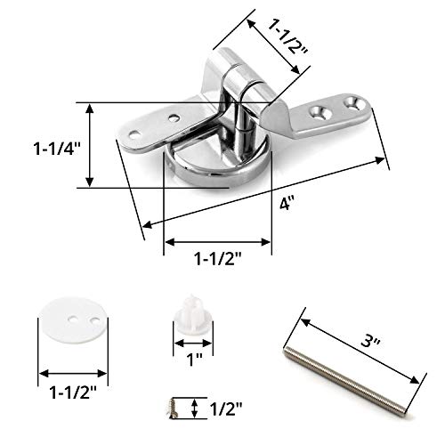 QWORK® Toilet Seat Hinge , Replacement Toilet Hinges Stainless Steel , 1 Pairs with Bolts and Nuts