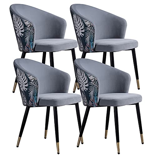 Kitchen Dining Room Furniture Chairs Retro Dining Chair Set Of 4 Modern Kitchen Dining Room Chairs with Metal Legs Velvet Seat and Embroidery Bac