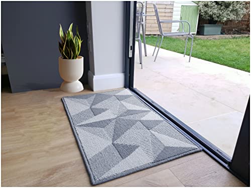 QUOKKADOO Door Mat Indoor Non-slip, Washable, Dirt-Trapper 50 x 80 cm Grey, Front Door Back Door, Super Absorbent