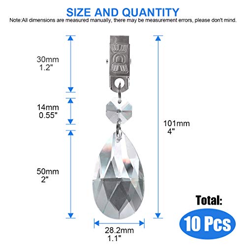 Glarks Tablecloth Weights Set, 10Pcs Metal Clip AB Crystal Glass Teardrop Prisms Pendant Tablecloth Weights for Picnic Tables Tablecloth Weights