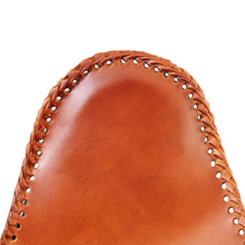 Brown Vintage Leather Arm Butterfly Chair Genuine Leather Home Décor Chair | Handmade Chair (with Fold-able Stand)