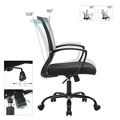SONGMICS Office Chair, Mesh Chair, Swivel, Height Adjustable, Tilt Function, Breathable Mesh Seat and Backrest, for Study Office Studio, Max Load