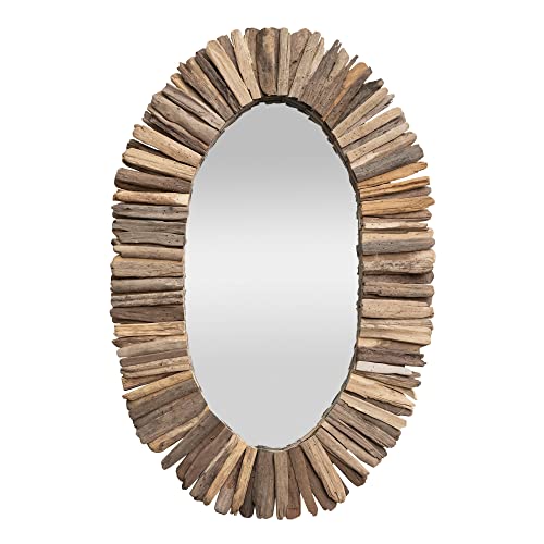 Creative Co-Op Coastal Oval Driftwood Framed, Natural Wall Mirror