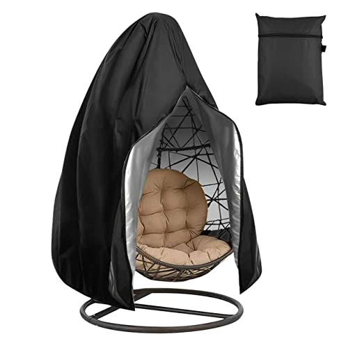 Patio Hanging Egg Chair Cover, Outdoor Waterproof Windproof Dustproof Egg Swing Chair Cover with Zipper and Drawstring 120D Oxford Veranda Garden