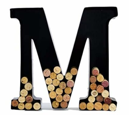 Wine Cork Holder - Metal Monogram Letter (M), Black, Large | Wine Lover Gifts, Housewarming, Engagement & Bridal Shower Gifts | Personalized Wall