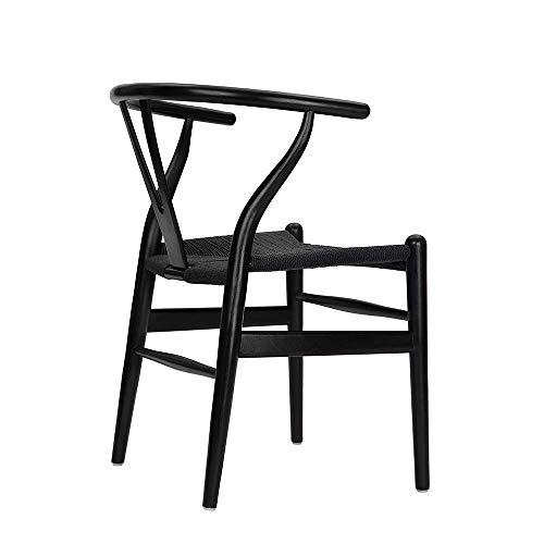 Tomile Dining Chair Y Chair Solid Wood Dining Chairs Rattan Armchair Natural (ash wood black)