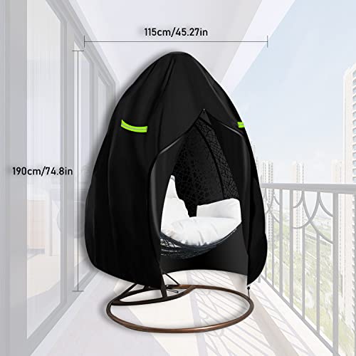 MaxAwe Patio Hanging Egg Chair Cover, 420D Oxford Outdoor Egg Chair Cover Waterproof Heavy Duty Anti-dust UV-Anti with Zipper and Drawstring, 115
