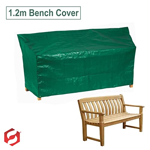 SUL Heavy Duty 1.2m Waterproof Outdoor Garden Bench Cover with Corner Eyelets Securing Ropes, Windproof Patio Furniture Cover, Anti-UV, Tear Resi