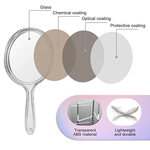 letcdfer Mirror Handheld 1X & 3X Hand Mirror With Handle Double Sided Handheld Mirror Makeup Mirror Magnifying (11 * 20 cm)