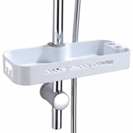 PHASAT ABS Shower Shelf Bathroom Shower Caddy Rack Organizer for Soap Shampoo Conditioner with Two Hidden Hooks Detachable Shower Storage NO Dril