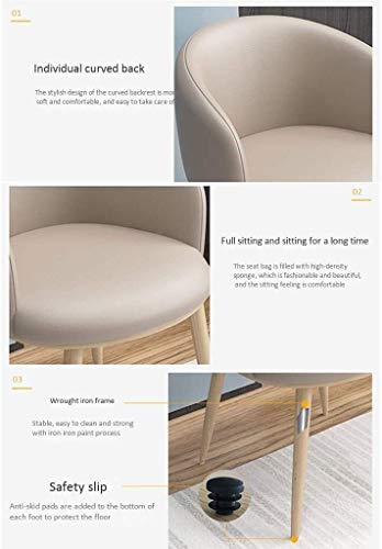 Modern Kitchen Dining Room Chairs PU Dining Chairs Set Of 6 Vintage Kitchen Chairs Leather Seat With U-Shaped Backrest Metal Legs Armchairs For D